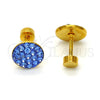 Stainless Steel Stud Earring, with Dark Tanzanite Crystal, Polished, Golden Finish, 02.271.0007.10