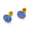 Stainless Steel Stud Earring, with Dark Tanzanite Crystal, Polished, Golden Finish, 02.271.0007.10