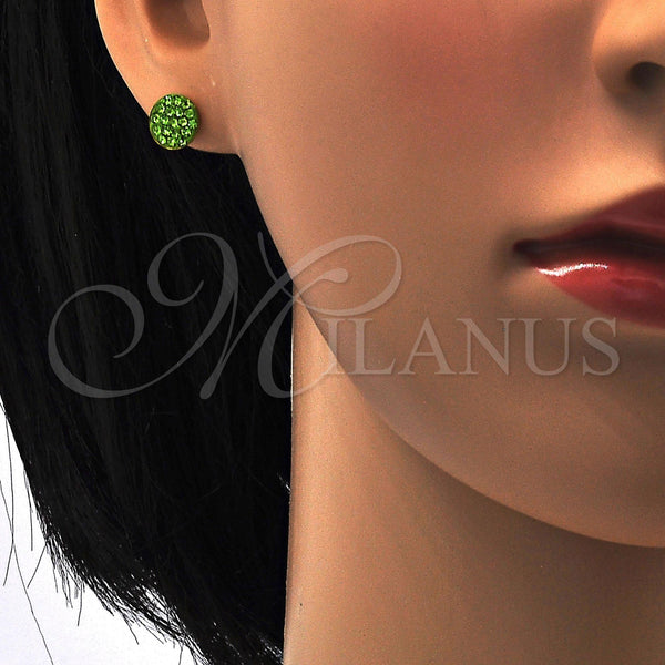 Stainless Steel Ring — Stud Earring with Light Green Crystal Polished 02. — alternate product view — SKU 111663 | Acero Inoxidable anillo — Stud Earring with Light Green cristal pulido 02. — SKU 111663