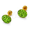 Stainless Steel Stud Earring, with Light Green Crystal, Polished, Golden Finish, 02.271.0007.11