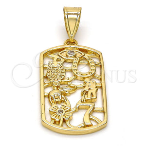 Gold Filled Pendant — Religious Pendant Owl and Little Boy Design with — main product view — SKU 111714 | Oro Laminado dije — Religious Pendant Owl and Little Boy diseño with — SKU 111714