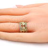 Oro Laminado Multi Stone Ring, Gold Filled Style Elephant Design, with White Cubic Zirconia, Polished, Golden Finish, 01.253.0010.07 (Size 7)