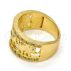 Oro Laminado Multi Stone Ring, Gold Filled Style Elephant Design, with White Cubic Zirconia, Polished, Golden Finish, 01.253.0010.07 (Size 7)