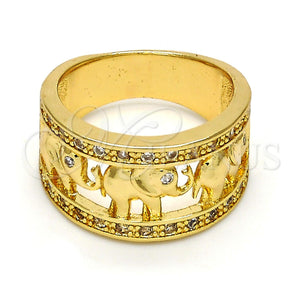 Gold Filled Ring — Multi Stone Ring Elephant Design with White Cubic — main product view — SKU 111719 | Oro Laminado anillo — Multi Stone Ring Elephant diseño with blanco Cubic — SKU 111719
