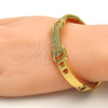 Gold Tone Individual Bangle, with White Crystal, Polished, Golden Finish, 07.252.0011.05.GT (13 MM Thickness, Size 5 (2.50 Diameter))