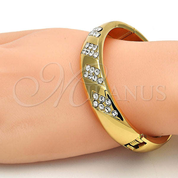Gold Plated Jewelry — Individual Bangle with White Crystal Polished 07. .GT — main product view — SKU 111722 | Chapa de Oro joyería — Individual Bangle with cristal blanco pulido 07. .GT — SKU 111722