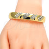 Gold Tone Individual Bangle, with White Crystal, Polished, Golden Finish, 07.252.0012.05.GT (12 MM Thickness, Size 5 (2.50 Diameter))