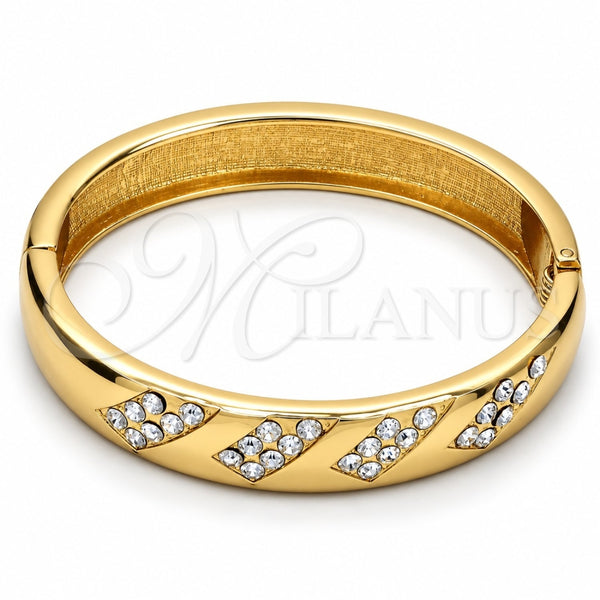 Gold Tone Individual Bangle, with White Crystal, Polished, Golden Finish, 07.252.0012.05.GT (12 MM Thickness, Size 5 (2.50 Diameter))