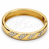 Gold Tone Individual Bangle, with White Crystal, Polished, Golden Finish, 07.252.0012.05.GT (12 MM Thickness, Size 5 (2.50 Diameter))