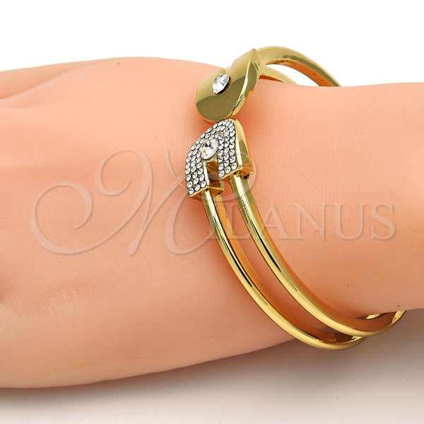 Gold Plated Jewelry — Individual Bangle with White Crystal Polished 07. .GT — main product view — SKU 111723 | Chapa de Oro joyería — Individual Bangle with cristal blanco pulido 07. .GT — SKU 111723