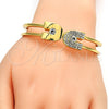 Gold Tone Individual Bangle, with White Crystal, Polished, Golden Finish, 07.252.0013.04.GT (10 MM Thickness, One size fits all)