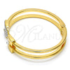Gold Tone Individual Bangle, with White Crystal, Polished, Golden Finish, 07.252.0013.04.GT (10 MM Thickness, One size fits all)