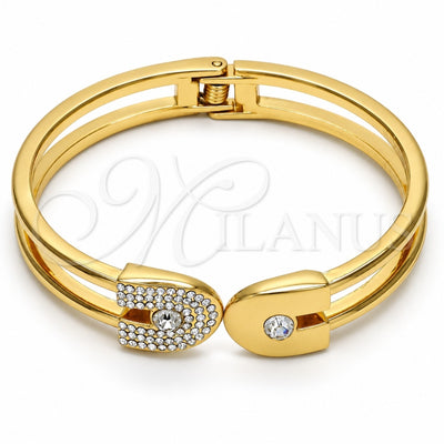 Gold Tone Individual Bangle, with White Crystal, Polished, Golden Finish, 07.252.0013.04.GT (10 MM Thickness, One size fits all)