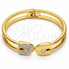 Gold Tone Individual Bangle, with White Crystal, Polished, Golden Finish, 07.252.0013.04.GT (10 MM Thickness, One size fits all)