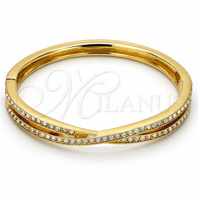 Gold Tone Individual Bangle, with White Crystal, Polished, Golden Finish, 07.252.0014.05.GT (06 MM Thickness, Size 5 (2.50 Diameter))