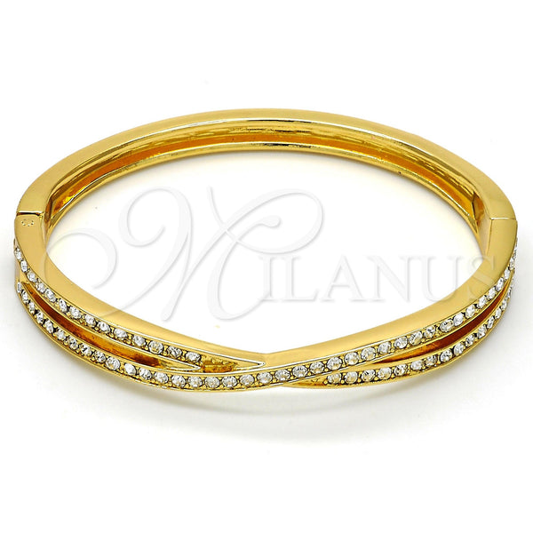 Gold Plated Jewelry — Individual Bangle with White Crystal Polished 07. .GT — main product view — SKU 111724 | Chapa de Oro joyería — Individual Bangle with cristal blanco pulido 07. .GT — SKU 111724