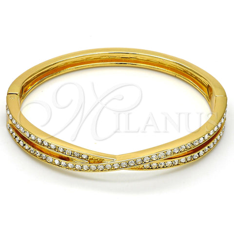 Gold Tone Individual Bangle, with White Crystal, Polished, Golden Finish, 07.252.0014.05.GT (06 MM Thickness, Size 5 (2.50 Diameter))