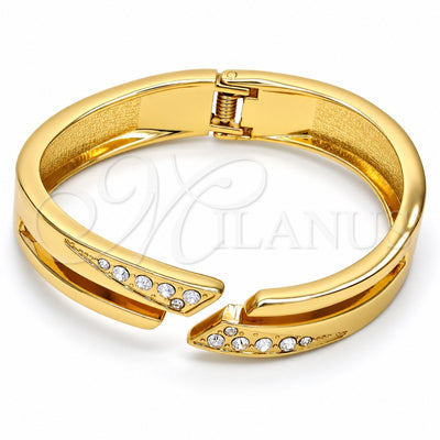 Gold Tone Individual Bangle, with White Crystal, Polished, Golden Finish, 07.252.0016.GT (14 MM Thickness, One size fits all)