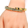 Gold Tone Individual Bangle, with White Crystal, Polished, Golden Finish, 07.252.0017.05.GT (09 MM Thickness, Size 5 (2.50 Diameter))