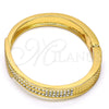 Gold Tone Individual Bangle, with White Crystal, Polished, Golden Finish, 07.252.0017.05.GT (09 MM Thickness, Size 5 (2.50 Diameter))