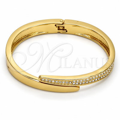 Gold Tone Individual Bangle, with White Crystal, Polished, Golden Finish, 07.252.0017.05.GT (09 MM Thickness, Size 5 (2.50 Diameter))