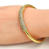 Gold Tone Individual Bangle, with White Crystal, Polished, Golden Finish, 07.252.0018.GT (05 MM Thickness, One size fits all)
