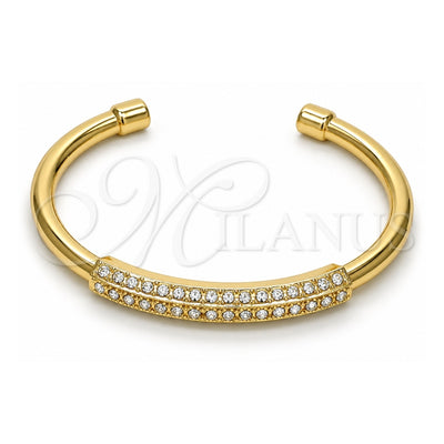 Gold Tone Individual Bangle, with White Crystal, Polished, Golden Finish, 07.252.0018.GT (05 MM Thickness, One size fits all)