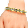 Gold Tone Individual Bangle, with White Crystal, Polished, Golden Finish, 07.252.0019.05.GT (08 MM Thickness, Size 5 (2.50 Diameter))