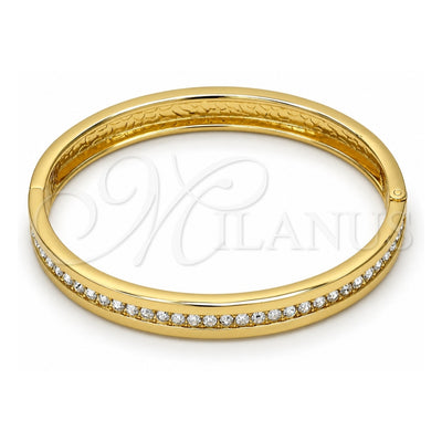 Gold Tone Individual Bangle, with White Crystal, Polished, Golden Finish, 07.252.0019.05.GT (08 MM Thickness, Size 5 (2.50 Diameter))
