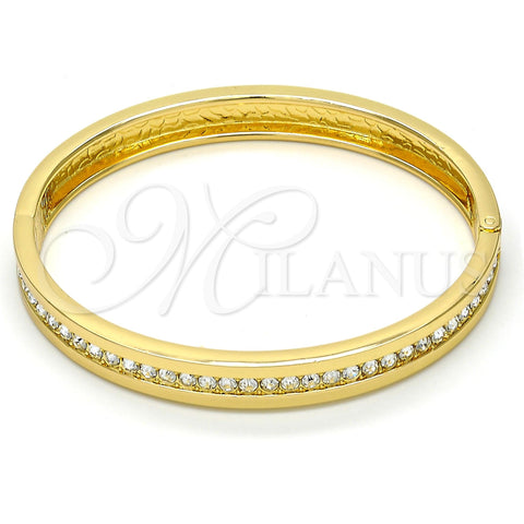 Gold Tone Individual Bangle, with White Crystal, Polished, Golden Finish, 07.252.0019.05.GT (08 MM Thickness, Size 5 (2.50 Diameter))