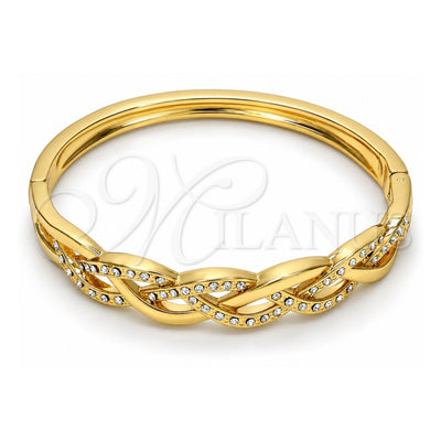 Oro Laminado Individual Bangle, Gold Filled Style with White Crystal, Polished, Golden Finish, 07.252.0020.05 (05 MM Thickness, Size 5 (2.50 Diameter))