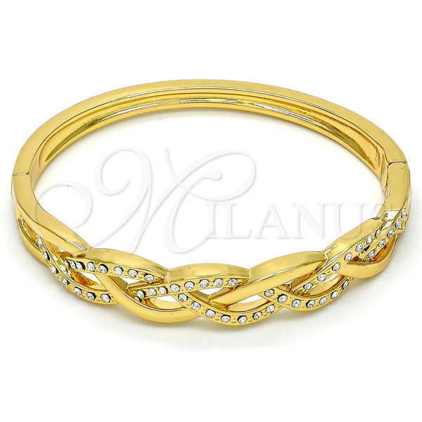 Gold Plated Jewelry — Individual Bangle with White Crystal Polished 07. .GT — main product view — SKU 111730 | Chapa de Oro joyería — Individual Bangle with cristal blanco pulido 07. .GT — SKU 111730