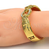Gold Tone Individual Bangle, with White Crystal, Polished, Golden Finish, 07.252.0021.05.GT (15 MM Thickness, Size 5 (2.50 Diameter))
