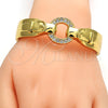 Gold Tone Individual Bangle, with White Crystal, Polished, Golden Finish, 07.252.0021.05.GT (15 MM Thickness, Size 5 (2.50 Diameter))