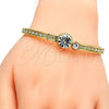 Gold Tone Individual Bangle, with White Crystal, Polished, Golden Finish, 07.252.0023.05.GT (05 MM Thickness, Size 5 (2.50 Diameter))