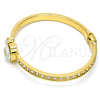 Gold Tone Individual Bangle, with White Crystal, Polished, Golden Finish, 07.252.0023.05.GT (05 MM Thickness, Size 5 (2.50 Diameter))