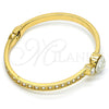 Gold Tone Individual Bangle, with White Crystal, Polished, Golden Finish, 07.252.0023.05.GT (05 MM Thickness, Size 5 (2.50 Diameter))