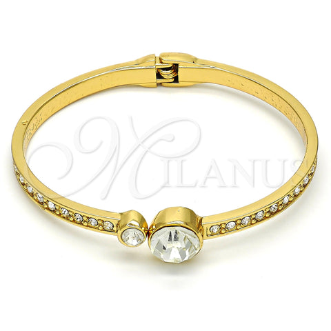 Gold Tone Individual Bangle, with White Crystal, Polished, Golden Finish, 07.252.0023.05.GT (05 MM Thickness, Size 5 (2.50 Diameter))