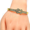 Gold Tone Individual Bangle, with White Crystal, Polished, Golden Finish, 07.252.0026.04.GT (05 MM Thickness, Size 4 (2.25 Diameter))