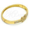 Gold Tone Individual Bangle, with White Crystal, Polished, Golden Finish, 07.252.0026.04.GT (05 MM Thickness, Size 4 (2.25 Diameter))