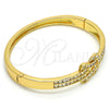 Gold Tone Individual Bangle, with White Crystal, Polished, Golden Finish, 07.252.0026.04.GT (05 MM Thickness, Size 4 (2.25 Diameter))