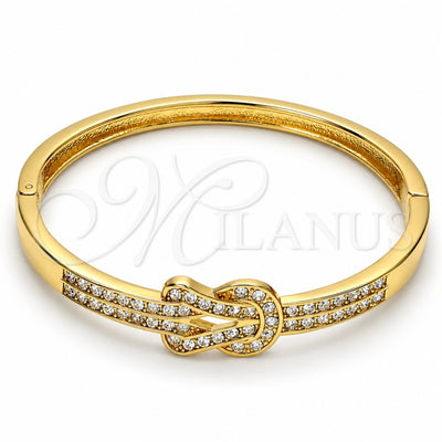 Gold Tone Individual Bangle, with White Crystal, Polished, Golden Finish, 07.252.0026.04.GT (05 MM Thickness, Size 4 (2.25 Diameter))