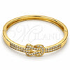 Gold Tone Individual Bangle, with White Crystal, Polished, Golden Finish, 07.252.0026.04.GT (05 MM Thickness, Size 4 (2.25 Diameter))