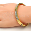 Gold Tone Individual Bangle, with White Crystal, Polished, Golden Finish, 07.252.0027.05.GT (07 MM Thickness, Size 5 (2.50 Diameter))