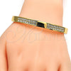 Gold Tone Individual Bangle, with White Crystal, Polished, Golden Finish, 07.252.0027.05.GT (07 MM Thickness, Size 5 (2.50 Diameter))