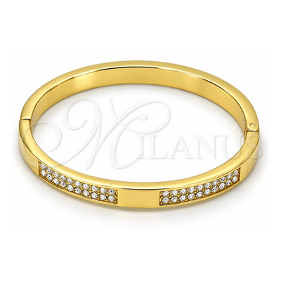 Gold Tone Individual Bangle, with White Crystal, Polished, Golden Finish, 07.252.0027.05.GT (07 MM Thickness, Size 5 (2.50 Diameter))