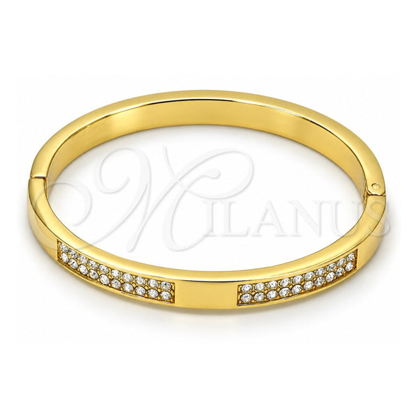 Gold Tone Individual Bangle, with White Crystal, Polished, Golden Finish, 07.252.0027.05.GT (07 MM Thickness, Size 5 (2.50 Diameter))