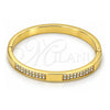 Gold Tone Individual Bangle, with White Crystal, Polished, Golden Finish, 07.252.0027.05.GT (07 MM Thickness, Size 5 (2.50 Diameter))