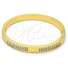 Gold Tone Individual Bangle, with White Crystal, Polished, Golden Finish, 07.252.0027.05.GT (07 MM Thickness, Size 5 (2.50 Diameter))
