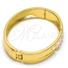Gold Tone Individual Bangle, with White Crystal, Polished, Golden Finish, 07.252.0028.05.GT (13 MM Thickness, Size 5 (2.50 Diameter))